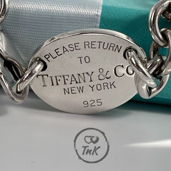 Tiffany & Co Return To Tiffany Oval Tag Choker Necklace- 925 Silver - 15.5" - Picture 15 of 16